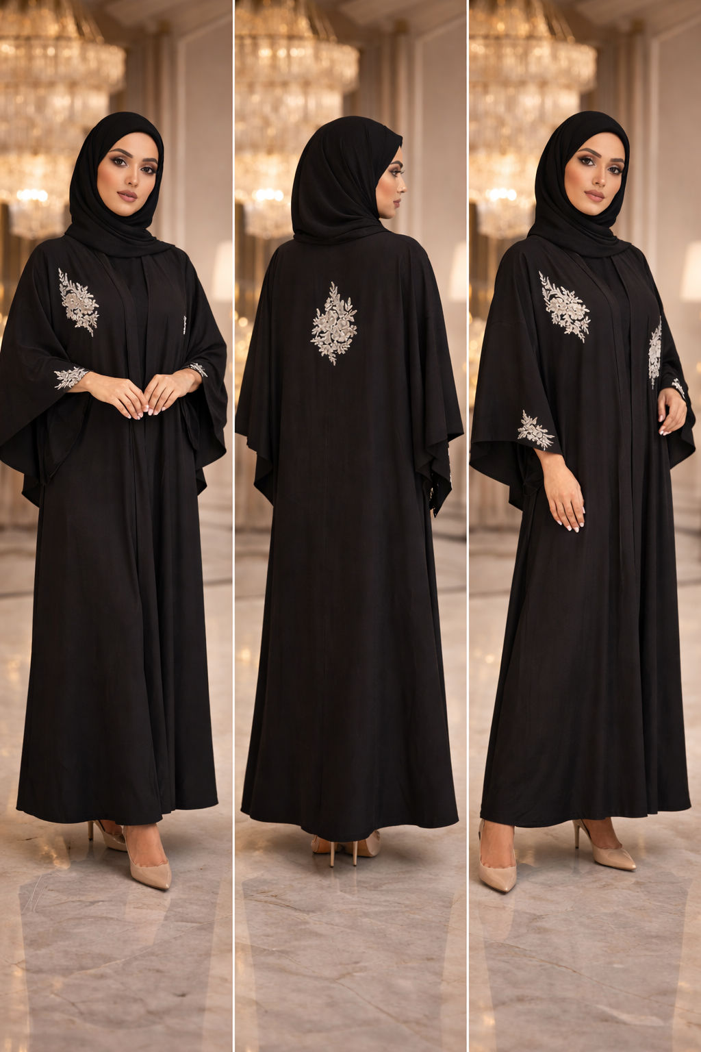 Black Abaya with Gold Embroidery