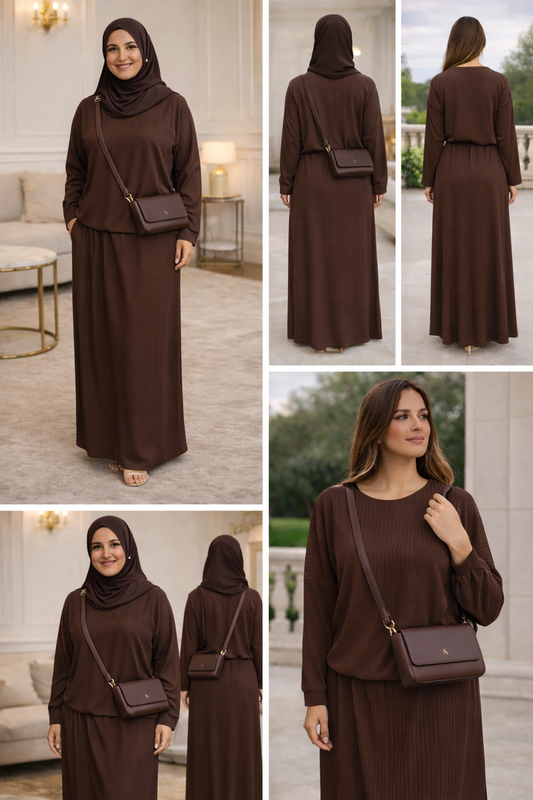 Elegant Ribbed Two-Piece Modest Set