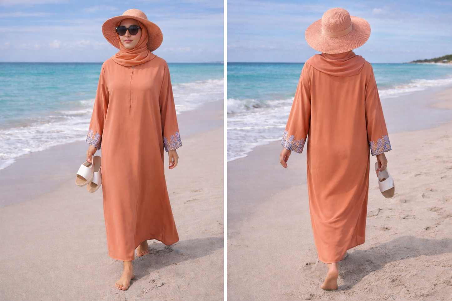 Coastal Elegance Zipper Sleeve Dress