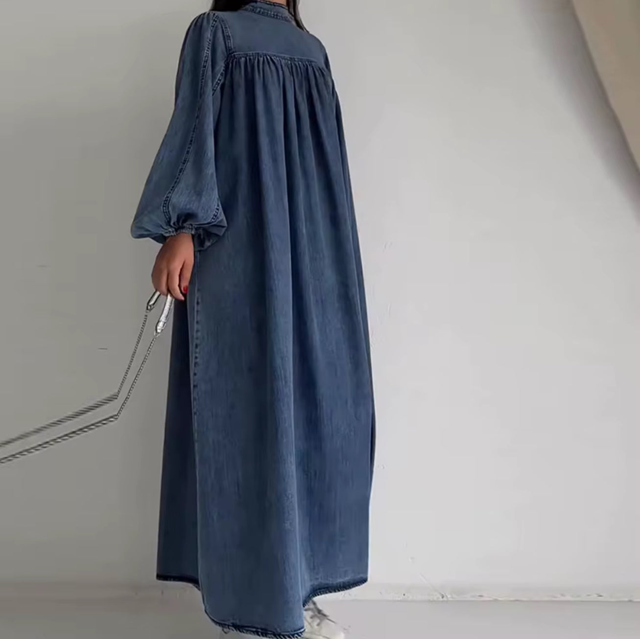 Modest Long Denim Dress