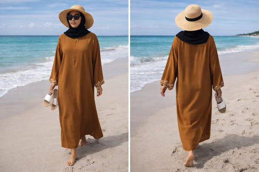 Coastal Elegance Zipper Sleeve Dress